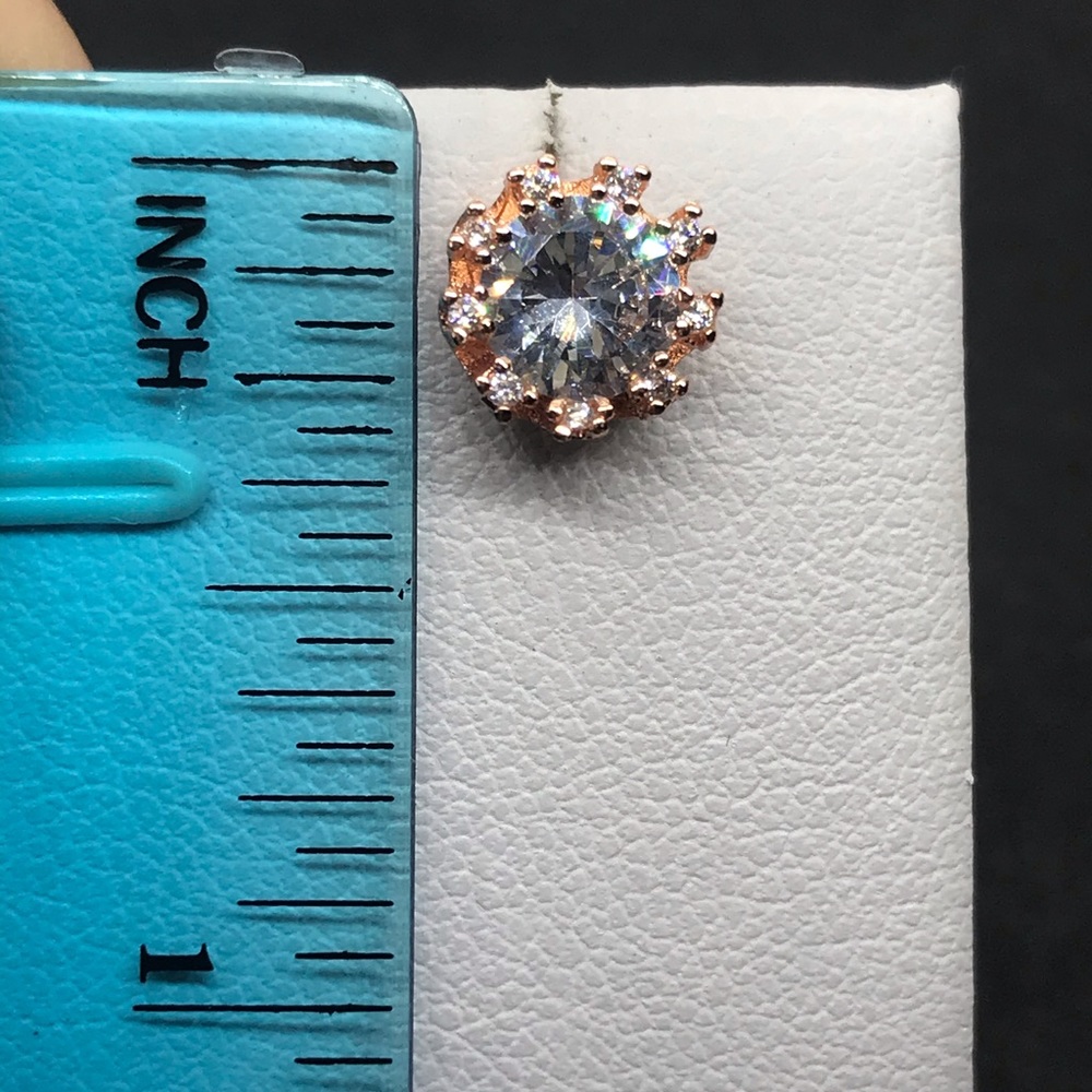 Rose Gold Plated Stud Earrings - Picture 6 of 6